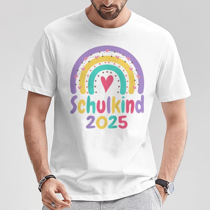 Kinder Schulkind 2025 Mädchen Regenbogen Einschulung 2025 Mädchen T-Shirt Lustige Geschenke