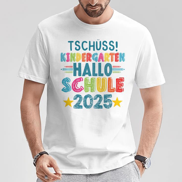 Kinder Tschüss Kindergarten Hallo Schule 2025 Lustig Kita Abgänger T-Shirt Lustige Geschenke