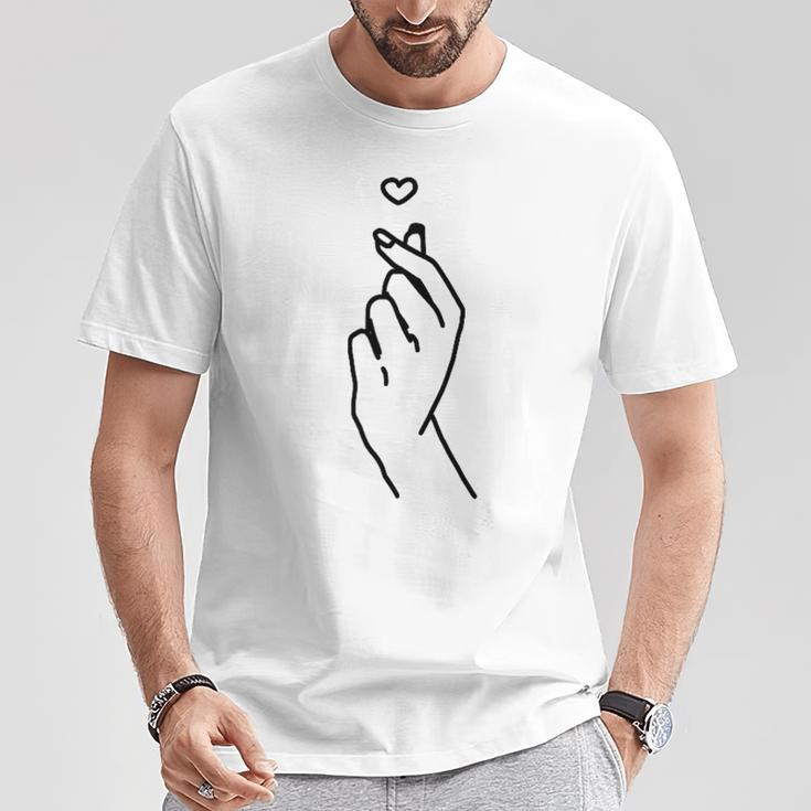 Korean Finger Heart Korean Graphic Kpop Love K-Pop Merch T-Shirt Lustige Geschenke