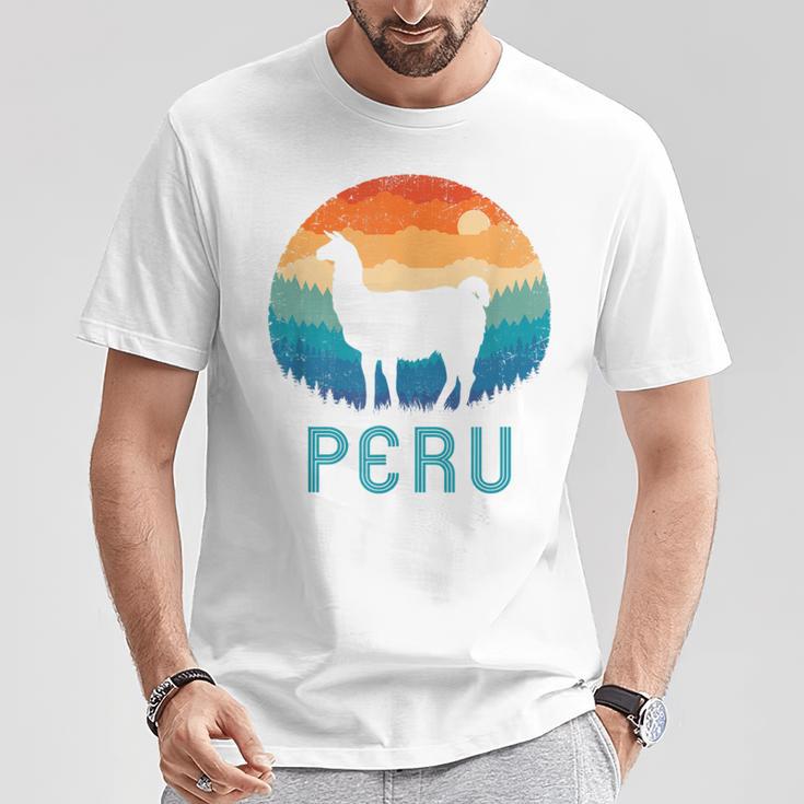 Peru Retro Llamaintage Machu Picchu Alpaca South American T-Shirt Lustige Geschenke