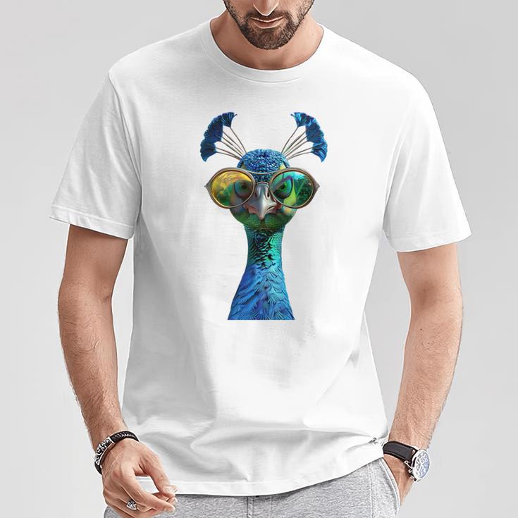 Pfau Motiv Blauer Pfau Pfauen Peacock Rad Pfauenrad Pfau T-Shirt Lustige Geschenke