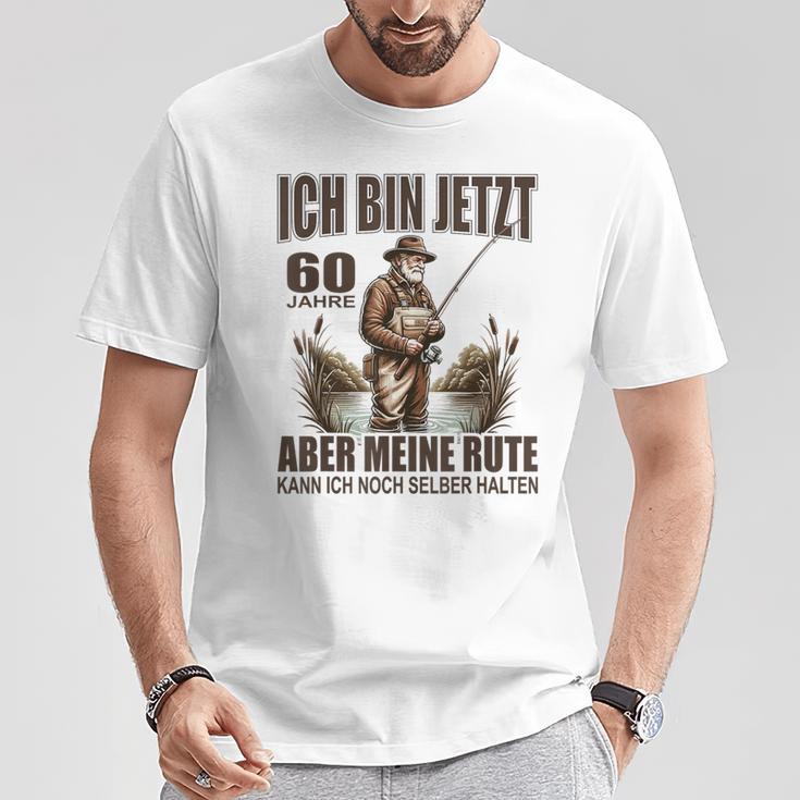 Rentner Anglerspruch For 60Th Birthday Angler Silver T-Shirt Lustige Geschenke