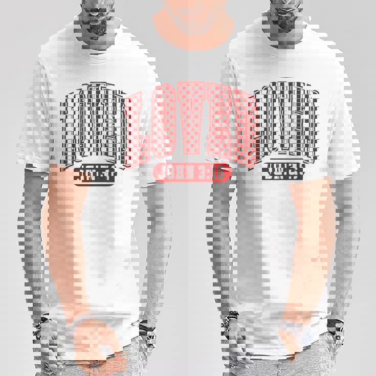 Retro Checked Christian Valentines Loved 3 T-Shirt Funny Gifts
