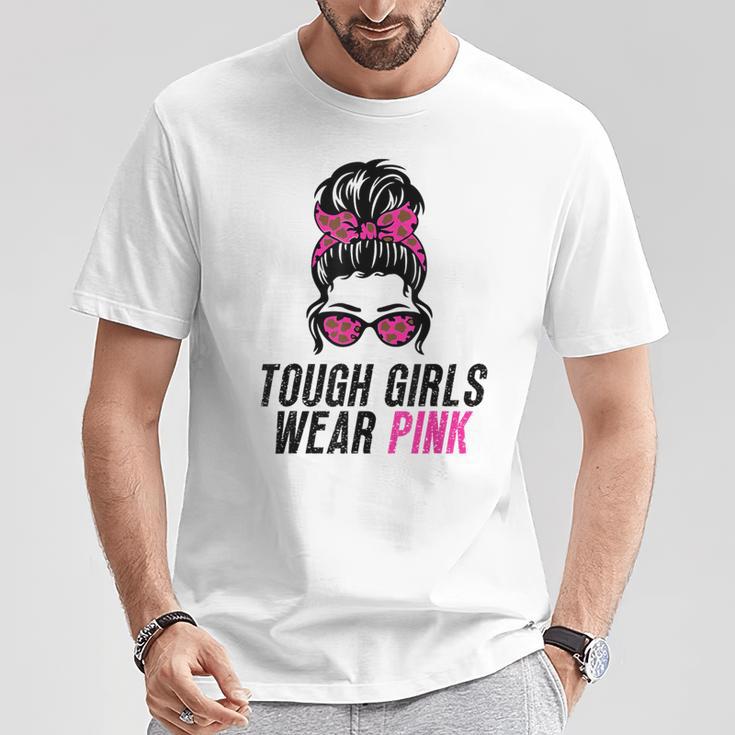 Tough Girls Tragen Im Oktober Pink Leopard Print Wear Pink Gray T-Shirt Lustige Geschenke