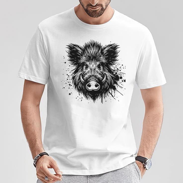 Wild Boar Boar Hunting Hunter Wild Boar Green T-Shirt Lustige Geschenke