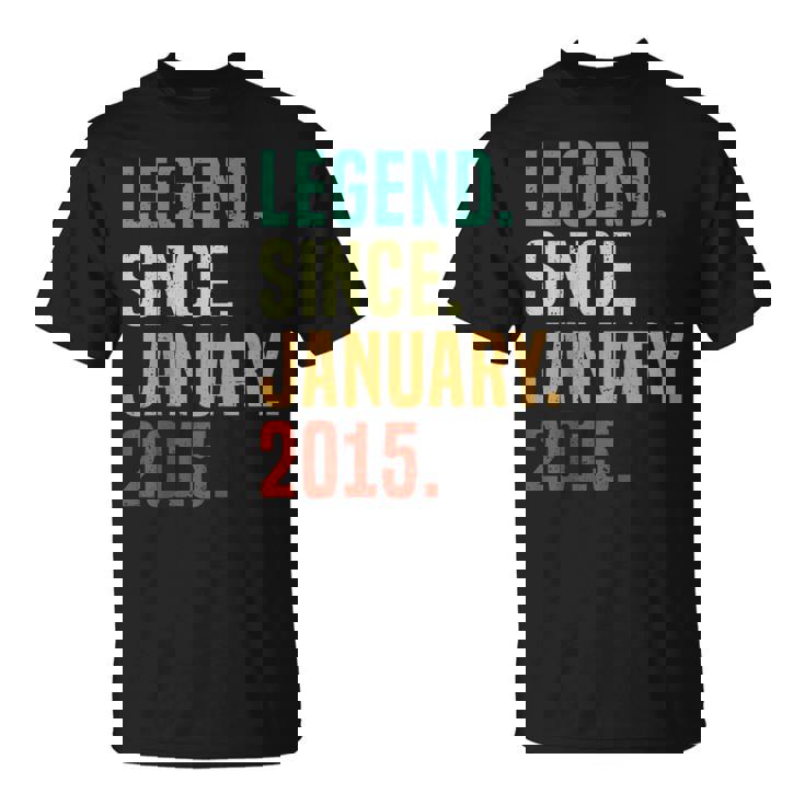 10 Years Old Legend Since January 2015 10Th Birthday T-Shirt