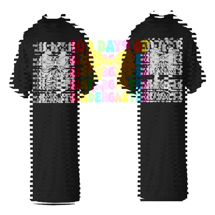 100 Days Of Kindergarten School Teacher Coquette 100Th Day T-Shirt