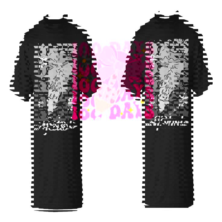 100 Days Of School Coquette Bow 100Th Day Of School Girls T-Shirt