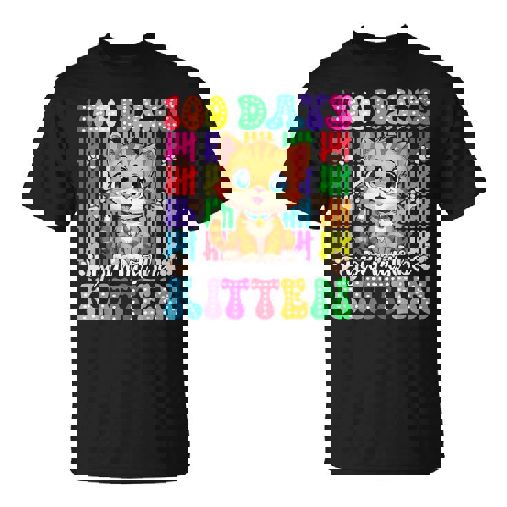 100Th Day Of School You Must Be Kitten Cat Lover Groovy T-Shirt