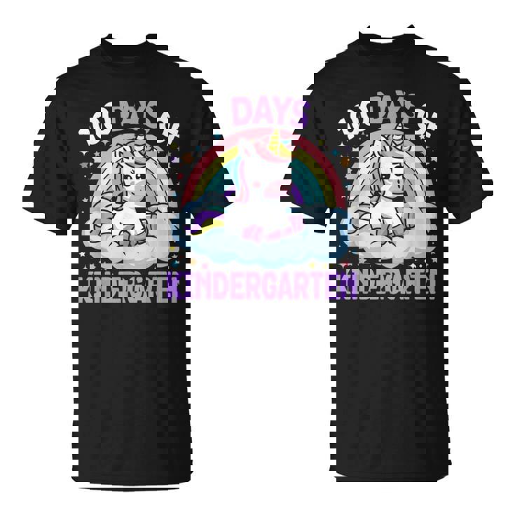 100Th Days Of Kindergarten Unicorn Girls 100 Days Of School T-Shirt