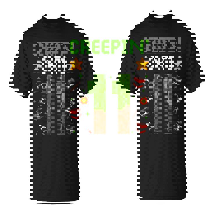 11Th Birthday Gamer Pixel Creepin’ Into 11 Video Game Party T-Shirt