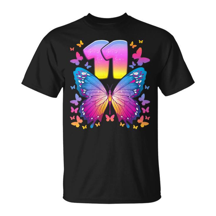 11Th Birthday Girl 11 Years Butterfly Number 11 T-Shirt