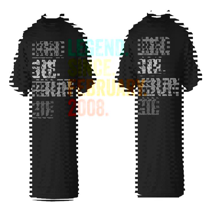 17 Years Old Legend Since February 2008 17Th Birthday T-Shirt