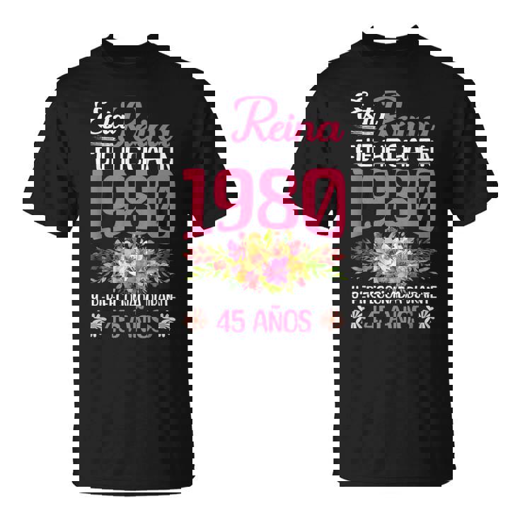 45 Años Regalo De Cumpleaños Hecha En 1980 45 Años Camiseta unisex