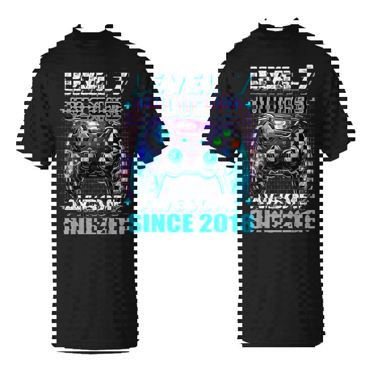 7Th Birthday Boy Level 7 Gamer 7 Year Video Game Party T-Shirt