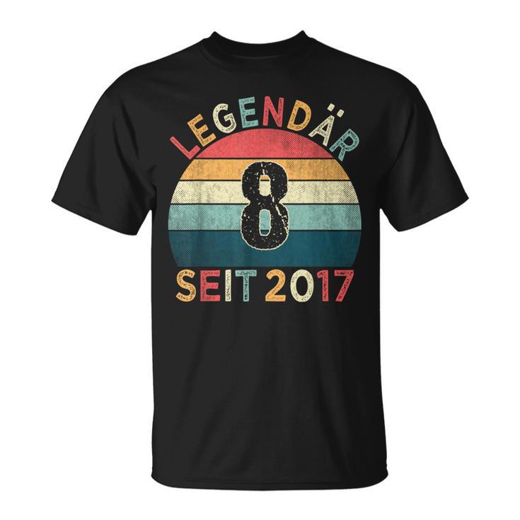 8Th Birthday Legendary Since 2017Intage 8 Years Old T-Shirt