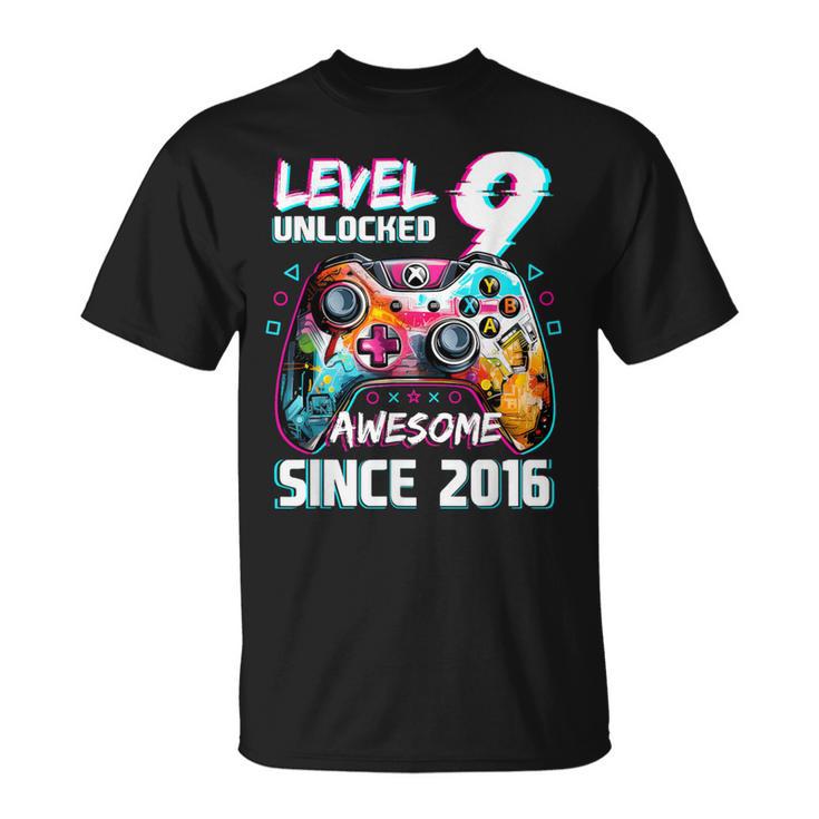 9Th Birthdayideo Game Level 9 Unlockedideo Player Boys T-Shirt