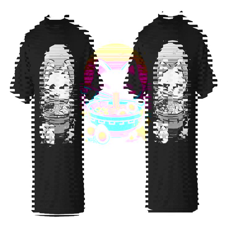 Anime Cat Eating Ramen Japanese Ramen Cat Japan T-Shirt