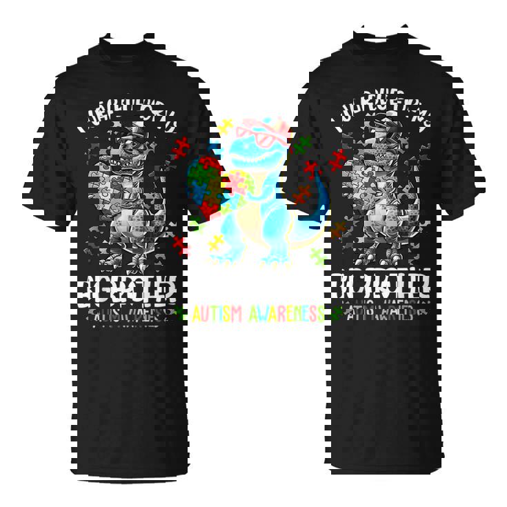 Autism Awareness I Wear Blue For My Big Brother Dinosaur T-Shirt