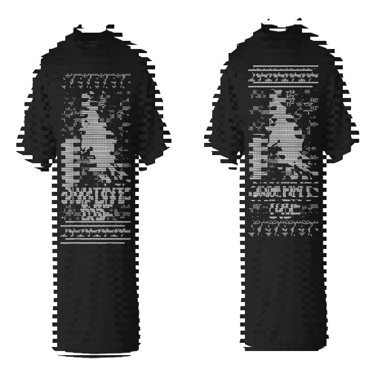 Barrel Racing Ugly Christmas Horse Race Rodeo TShirt T-Shirt