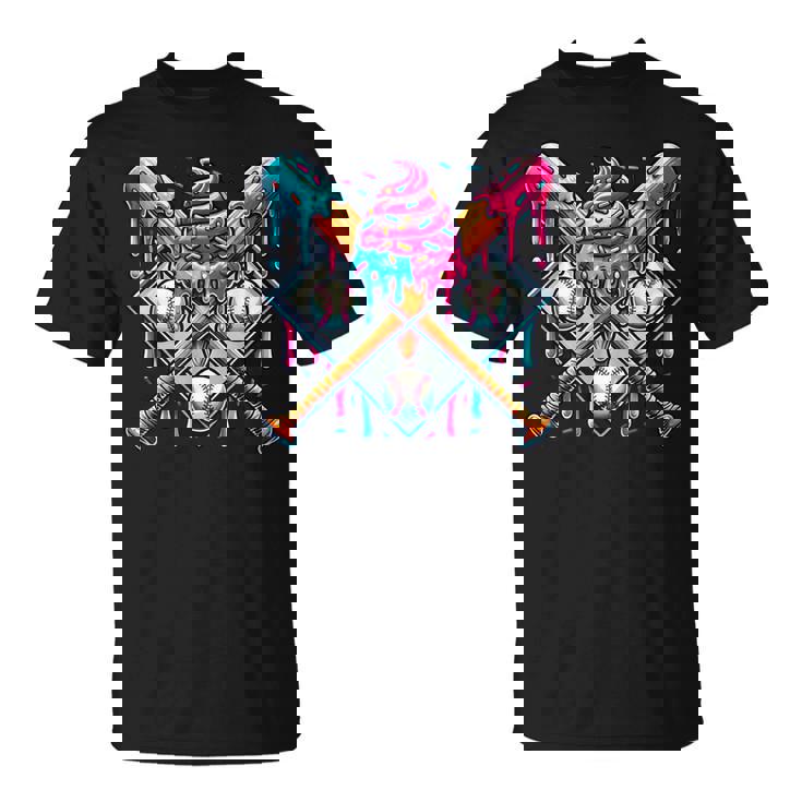 Baseball Drip For Boys Ice Cream Drip Youth Boys Baseball T-Shirt