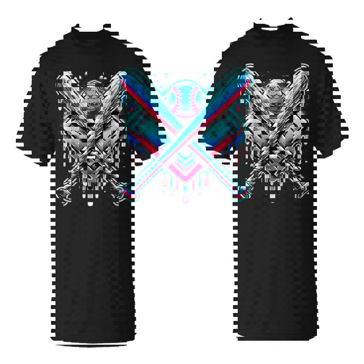 Baseball Dripping Ice Cream Drip Youth Boys Baseball T-Shirt