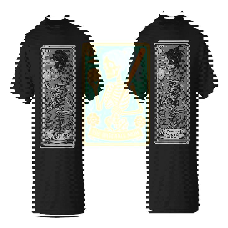 Baseball Mom Tarot Card Skeleton Mama T-Shirt
