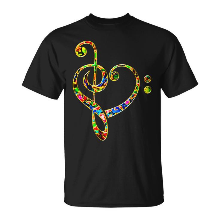 Bass Clef Heart I Love Music Bass T-Shirt