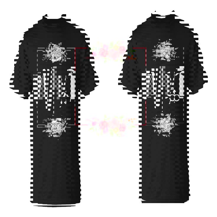Beauty Expert Hairstylist Peluquería Tijeras Cepillo De Pelo Regalo Peluquero Floral S Manga De Doble Puntada Jersey Adultos Hombres Camiseta unisex