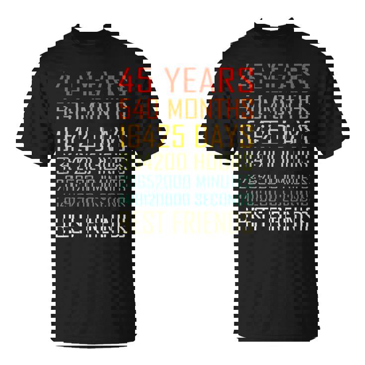 Best Friends Vintage 45 Years Friendship Anniversary T-Shirt