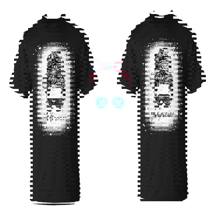 Bleached Air Force Mom Life Messy Bun Us Flag T-Shirt