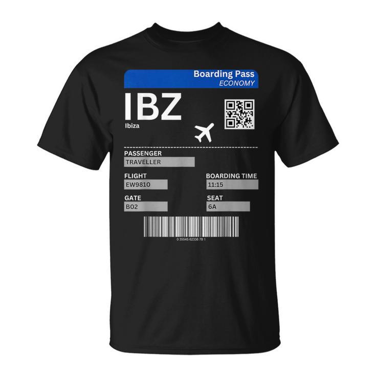 Boarding Pass Ibiza Ibz Flight Ticket Ibiza T-Shirt