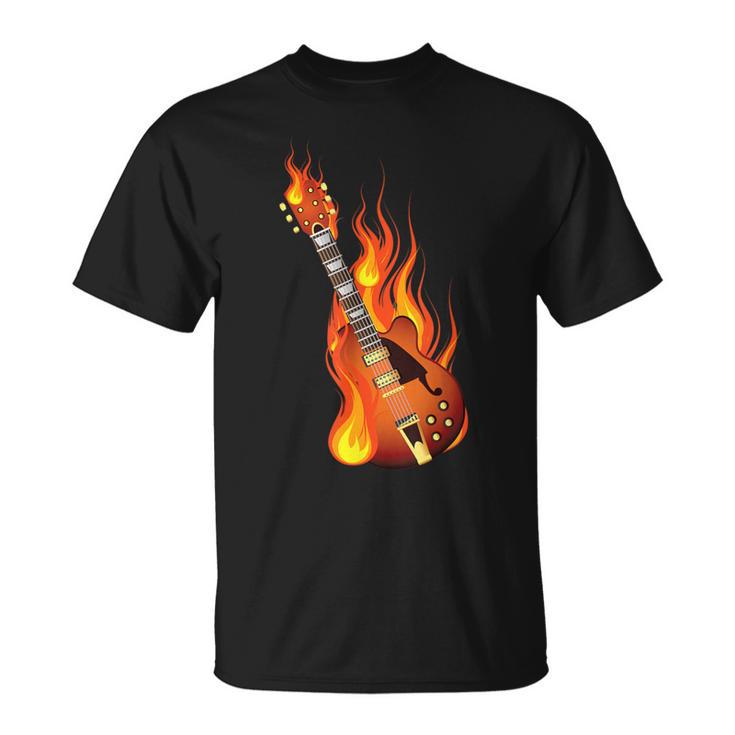 Brennede Rock Guitar Heavy Metal Music T-Shirt