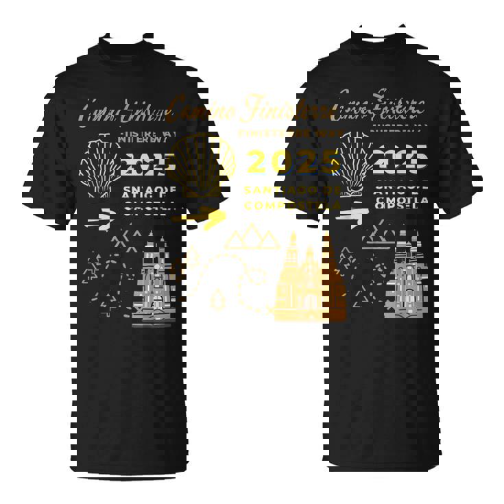 Camino Finisterre 2025 Santiago De Compostela Camiseta unisex