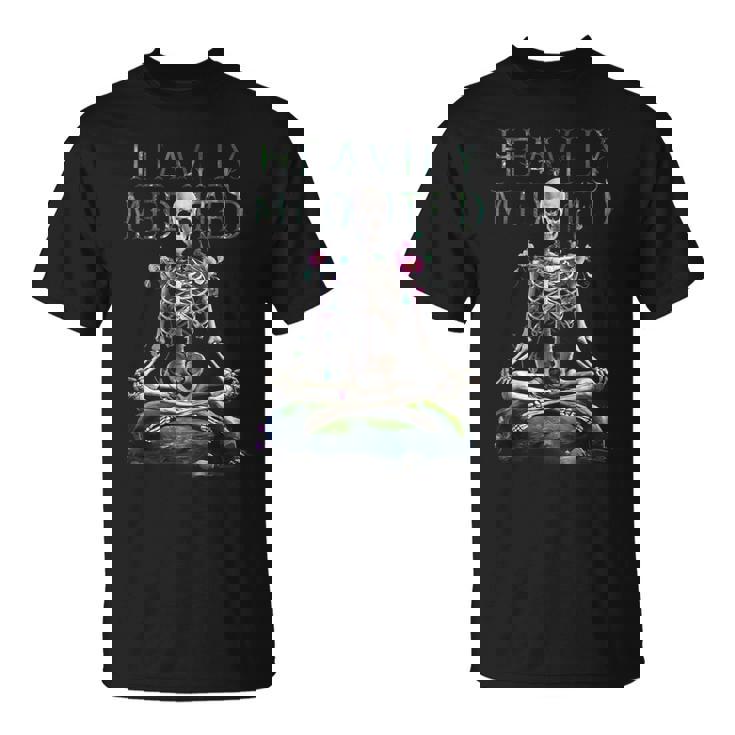 Camisa Desgastada De Meditación De Yoga Con Esqueletos Muy Meditados Camiseta unisex