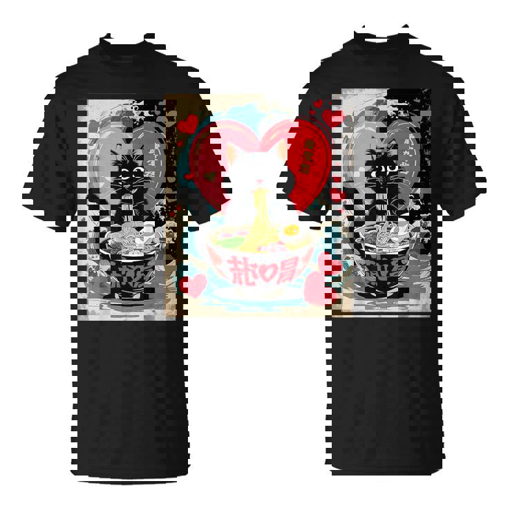 Cat Ramen Kawaii Cat Graphic Anime Valentines Day T-Shirt