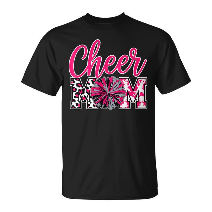Cheer Mom Hot Pink Black Leopard Letters Cheer T-Shirt