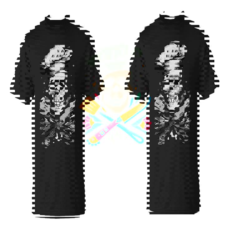 Chef Calavera Cráneo De Cocinero Cráneo De Chef Camiseta unisex