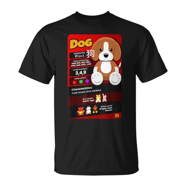 Chinese Zodiac Horoscope Animal Facts Card Year Of The Dog T-Shirt