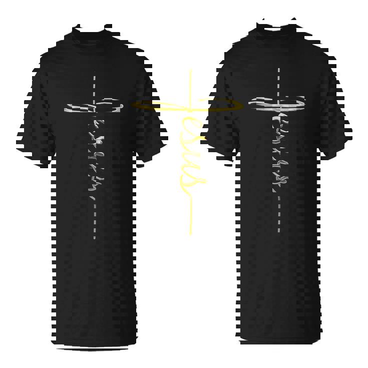 Christian Faith Cross Script Jesus Holy Symbol For Men Women T-Shirt