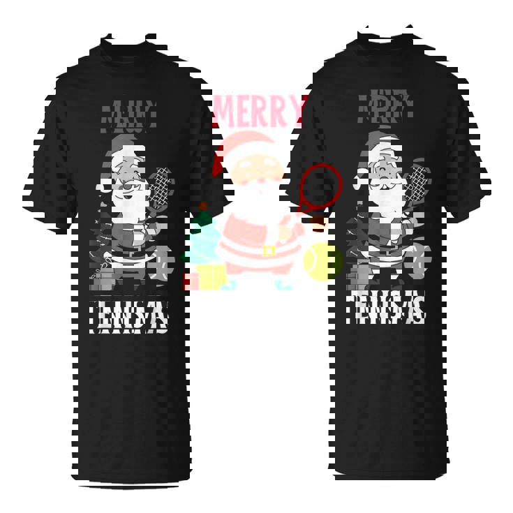 Christmas Tennis Pajamas Matching Xmas Tennis Racket Holiday T-Shirt
