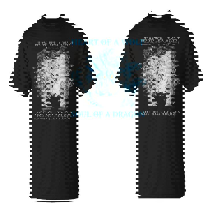 Coeur De Loup Âme D'un Dragon Dragon Cool Loup Guerrier T-Shirt