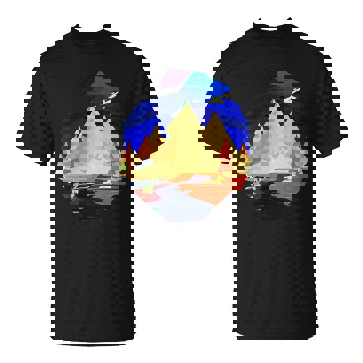 Conception De Paysage De Randonnée Montagne Arc-En-Ciel T-Shirt