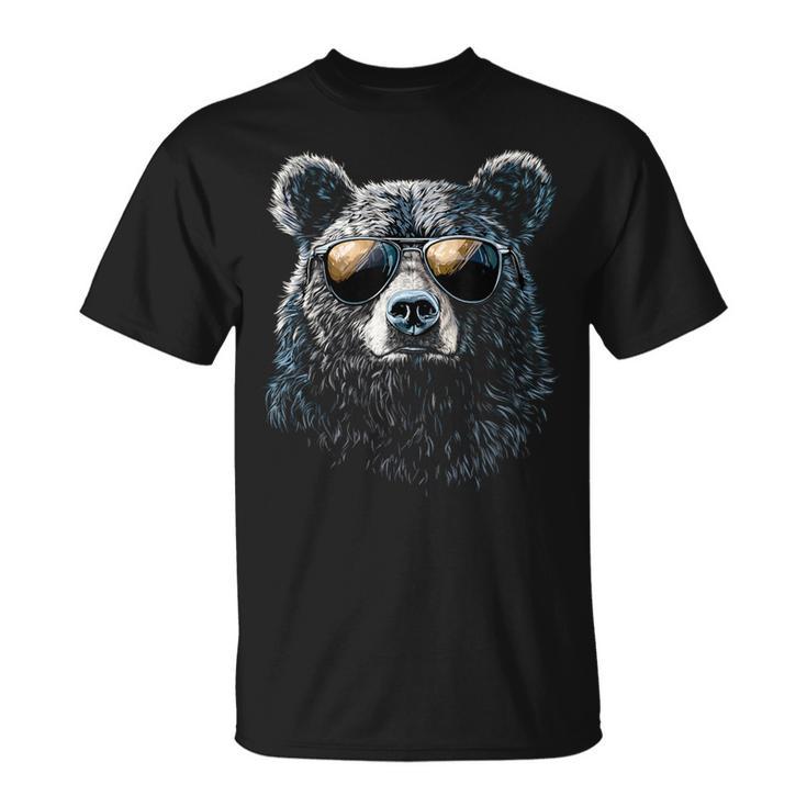 Cool Bear Portrait With Sunglasses Illustration Bear T-Shirt