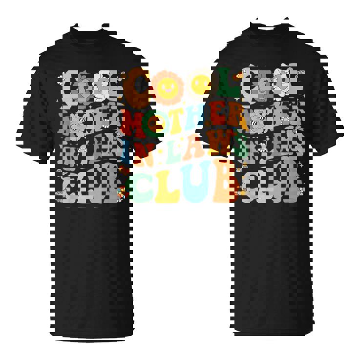Cool Mother In Laws Club Groovy Mother's Day Floral T-Shirt