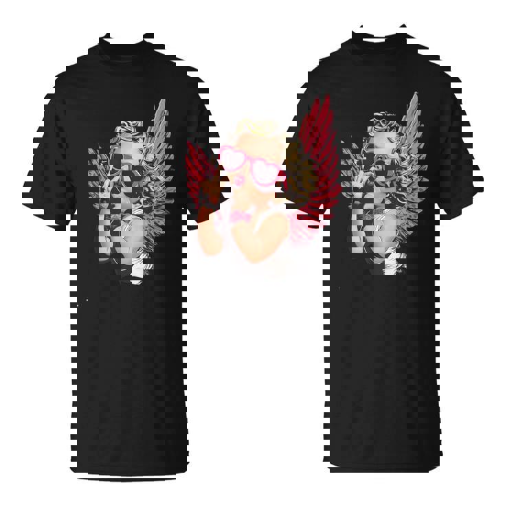 Cool Retro Cupid Leopard Peace Sign Valentines Day For Girls T-Shirt