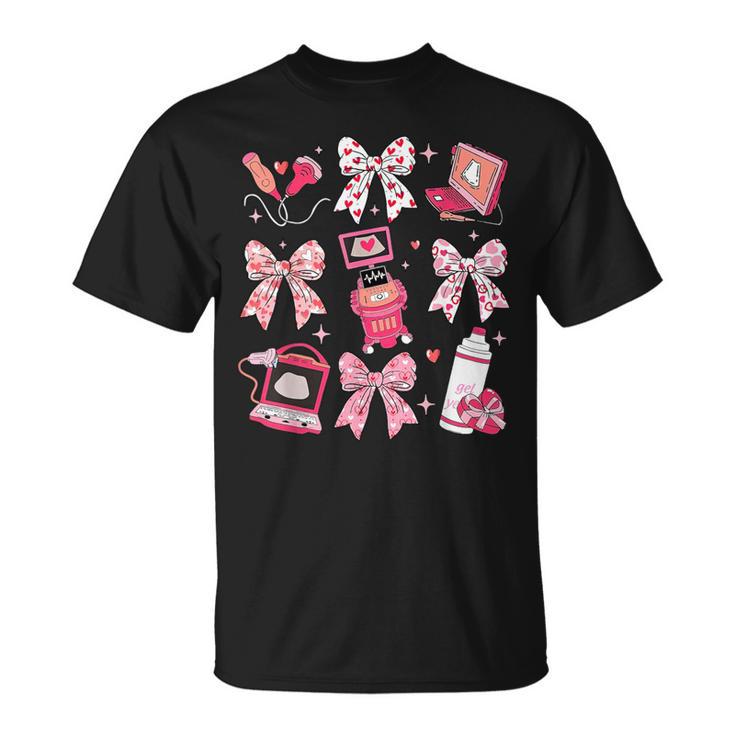 Coquette Bow Sonographer Valentine Ultrasound Tech Ob Tech T-Shirt