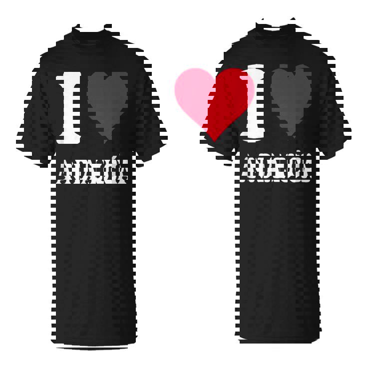 Corazón Rojo Me Encanta Andalucía Camiseta unisex