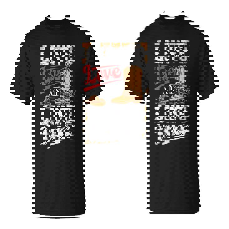 Cowboy Cowgirl Dancing Live Western Line Bailando Regalos Cuello Camiseta unisex