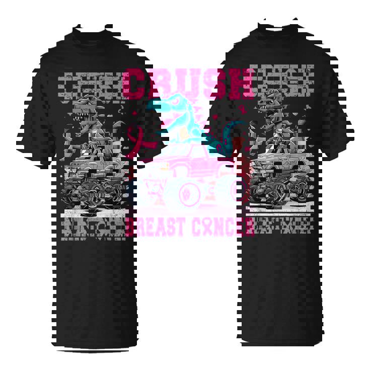 Crush Breast Cancer Awareness Pink Monster Truck Women Mom T-Shirt